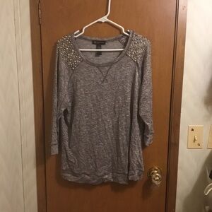 Internaition concepts  beaded shoulder Metallic 3/4 sleeve sweater size 1X